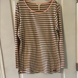 Matilda Jane Pink and Army Green Striped Long Sleeve Shirt